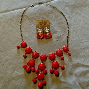 Orange necklace & earrings
